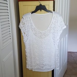 INC white lace tee